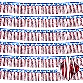 6Pack 60ft 4th of July Decorations Banner USA Stars Foil Fringe Garland Tinsel Streamers Red White and Blue Flag for Independent Memorial Veterans Day Patriotic Party Indoor Outdoor Decorations