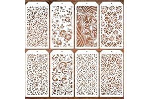 ZOSYLLEY Floral Painting Stencils Reusable Vine Leaf Stencil Layering Stencils Mixed Media Art Texture Stencils for Painting on Wall Wood Furniture Home Decor