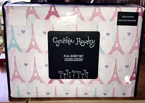 Amazon Com Sheet Set Twin 3 Piece Pastel Eiffel Towers Purple Hearts Cynthia Rowley Kids Bedding Girls Paris France Home Kitchen