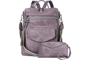 OPAGE Backpack Purse for Women Leather Fashion Designer Backpack Purse Travel Backpack Ladies Shoulder Bags With Wristlet (Purple)