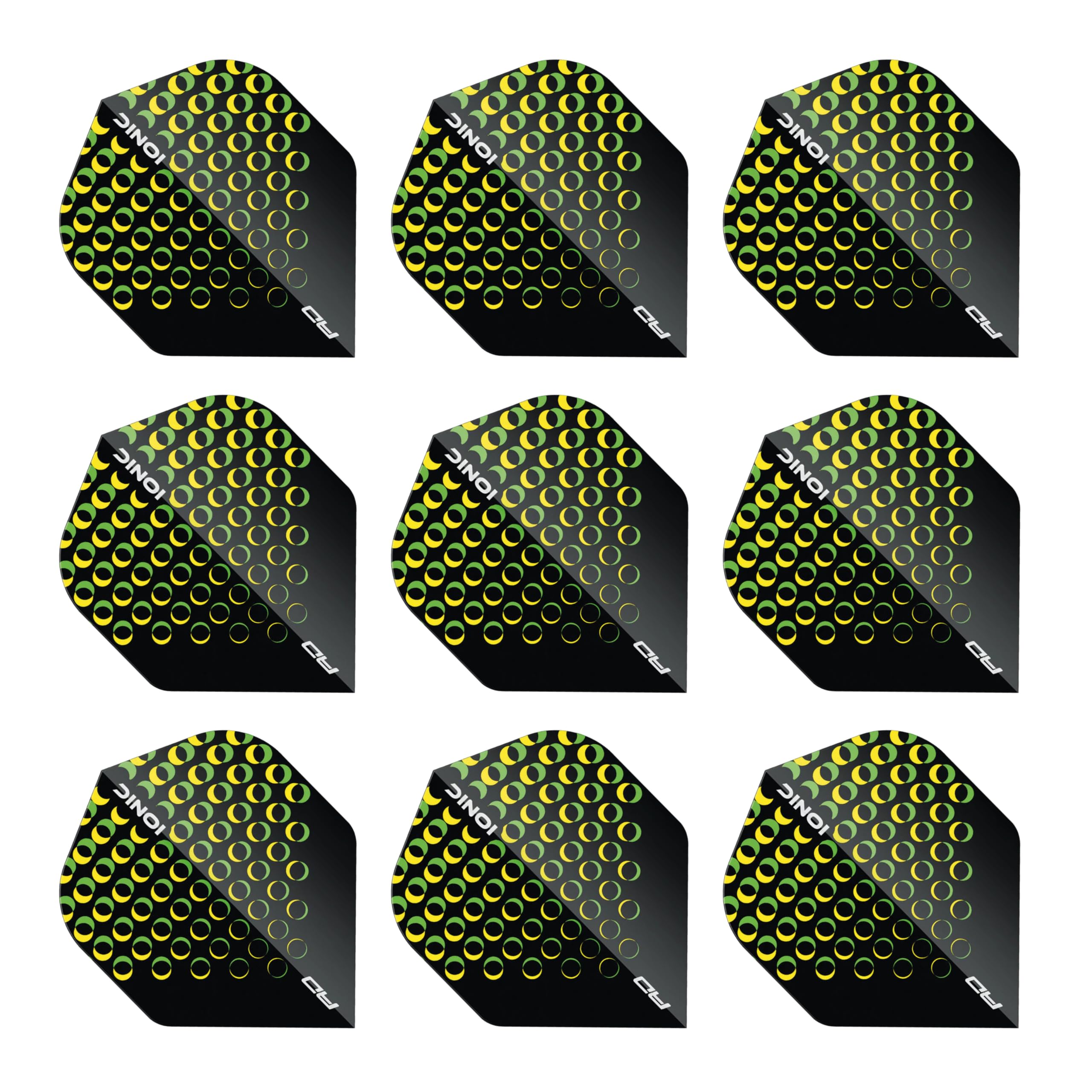 RED DRAGON Hardcore Ionic Yellow Circles Dart Flights - 3 Sets Per Pack (9 Dart Flights in Total)