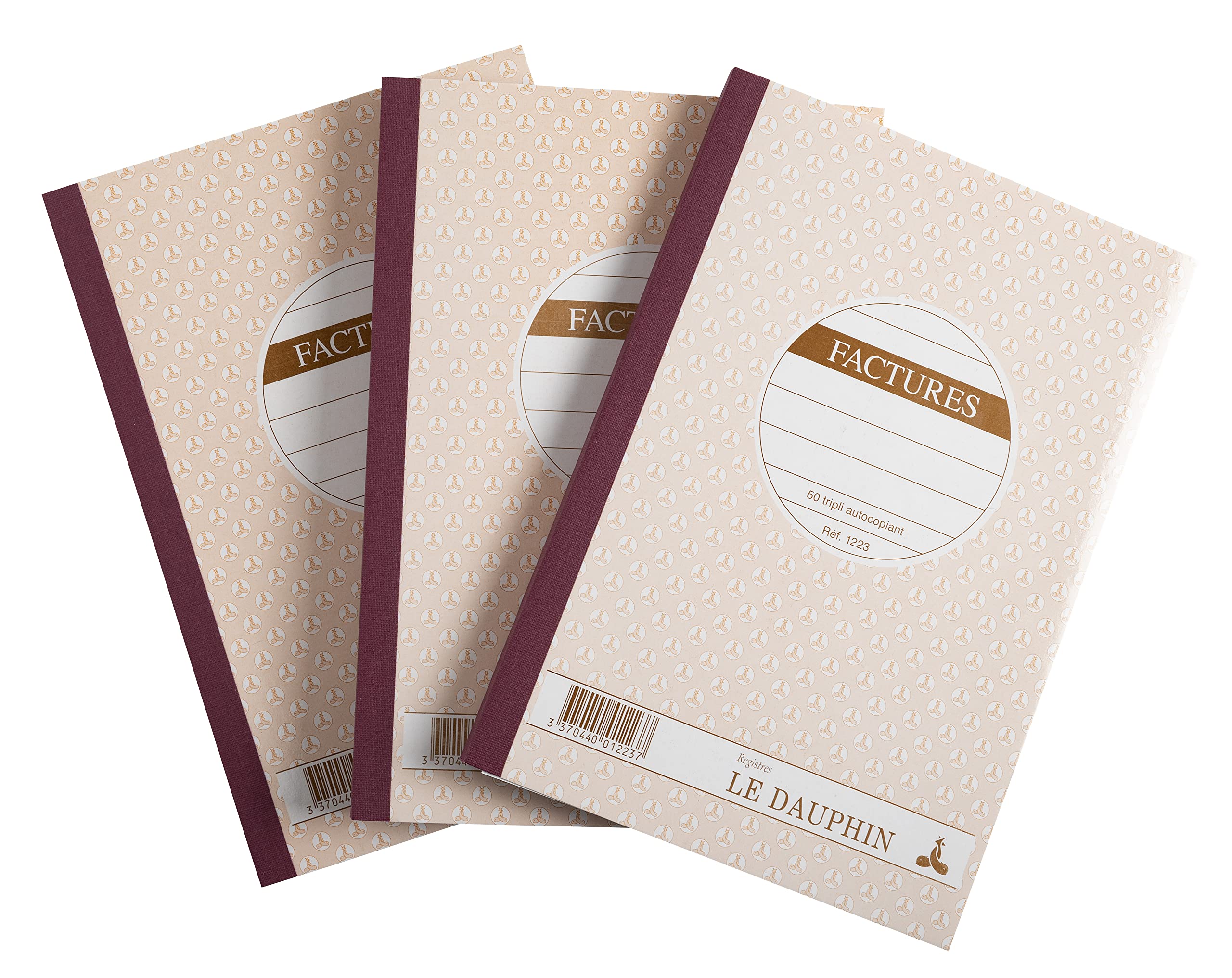 Le Dauphin - Ref. 14265D - Set of 3 FACTURES manifolds - carbonless paper - triplicate (1 original and 2 copies) - 50 sheets - format 21 x 14.8 cm - varnished cover