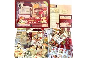 LCLAIDYDY Scrapbooking Supplies Kit,Vintage Mushroom Aesthetic Scrapbook Kit,Bullet Junk Journal Kit with Journaling,A6 Grid Notebook,Stationery,Birthday DIY Craft Gift for Teen Girl Women