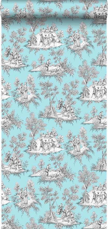 Gratuit Images Papier Peint Toile De Jouy Turquoise 138107 D Estahome Nl le plus cool salutations