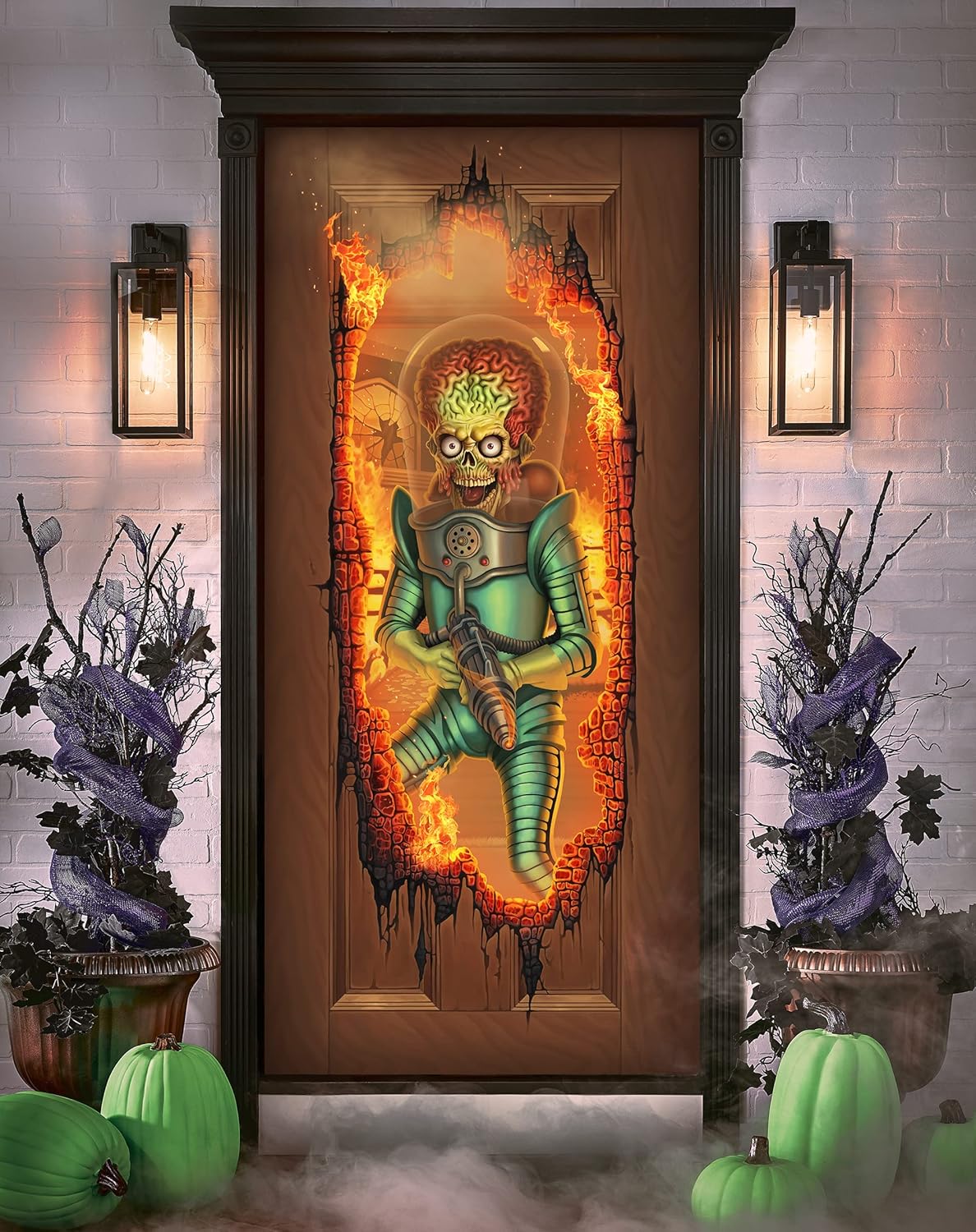 Garage Door Decorations - Spirit Halloween Mars Attacks! Door Cover | Officially Licensed | Halloween Decorations | Sci-Fi Decor | Outdoor Décor | Stretch Door Cover