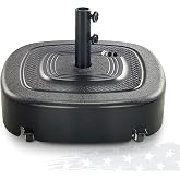 FRUITEAM 154lb Capacity Fillable Mobile Umbrella Base with 4 Wheels, Wind-Resistant Heavy Duty Patio Umbrella Base Market Stand Water or Sand Filled, for Patio, Deck, Poolside w/ 2 Locks, 2 Knobs