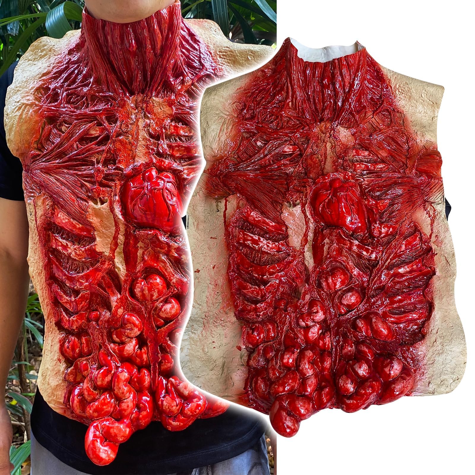 Makoike Halloween Bloody Props Body Parts Costume Intestine Torso Chest Fake Dead Body Scary Zombie Halloween Decor Props