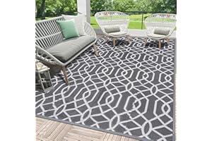 HEBE Outdoor Rug Waterproof 5x8, Reversible Plastic Straw Rug RV Camping Rug, Indoor Outdoor Patio Mat Clearance, Outside Carpet for Porch,Deck,Camper,Balcony,Backyard,Picnic