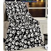 Elegant Comfort Lightweight Throw Blanket- Halloween Themed, Soft, Cozy and Plush- Perfect for Lounging This Spooky Season, 50 x 60 inches, Skull & Bones