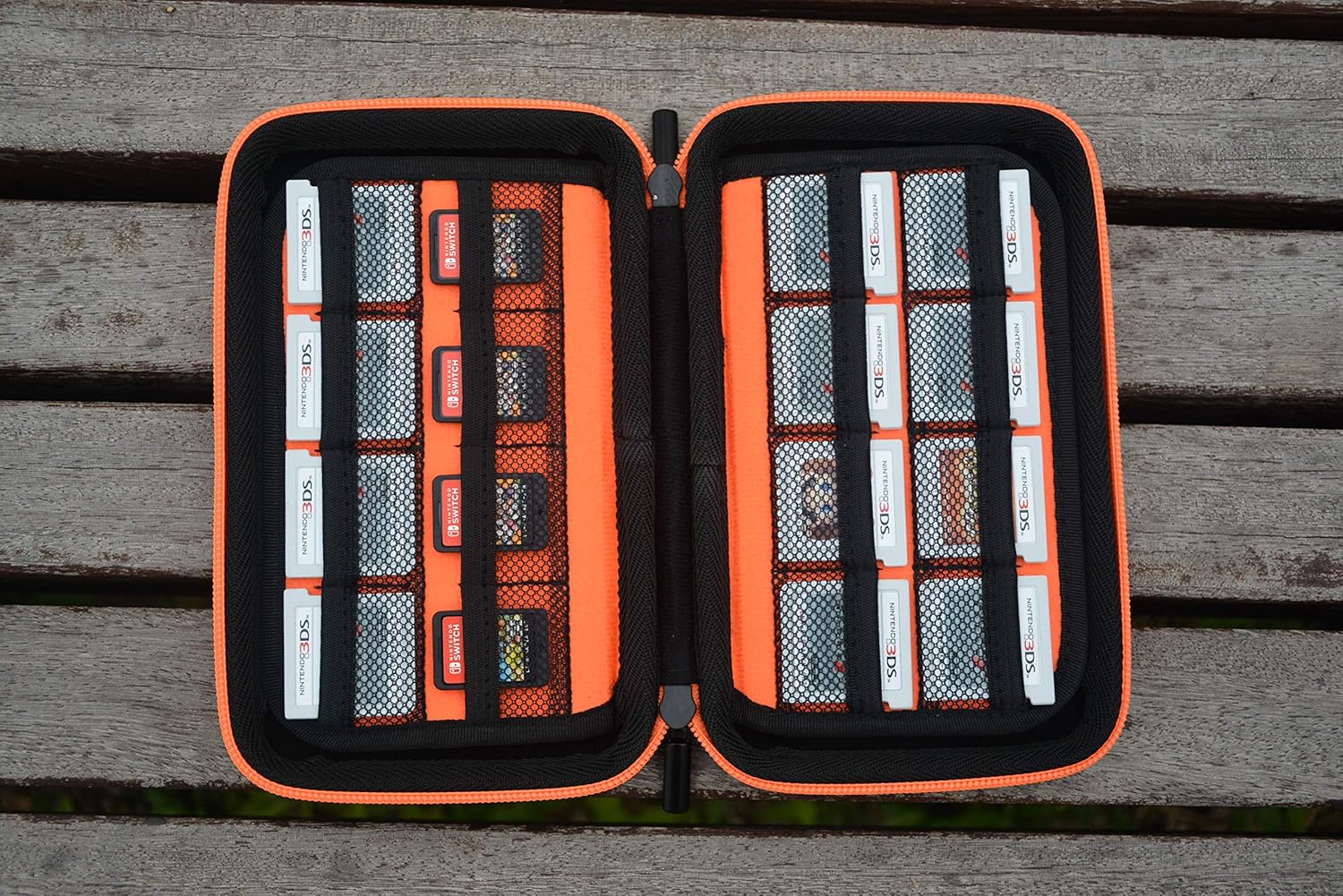 Game Card Storage Holder Hard Case for New Nintendo 3DS, 2DS XL, DS and Nintendo Switch or PS Vita or SD Memory Card - Black/Orange: Video Games