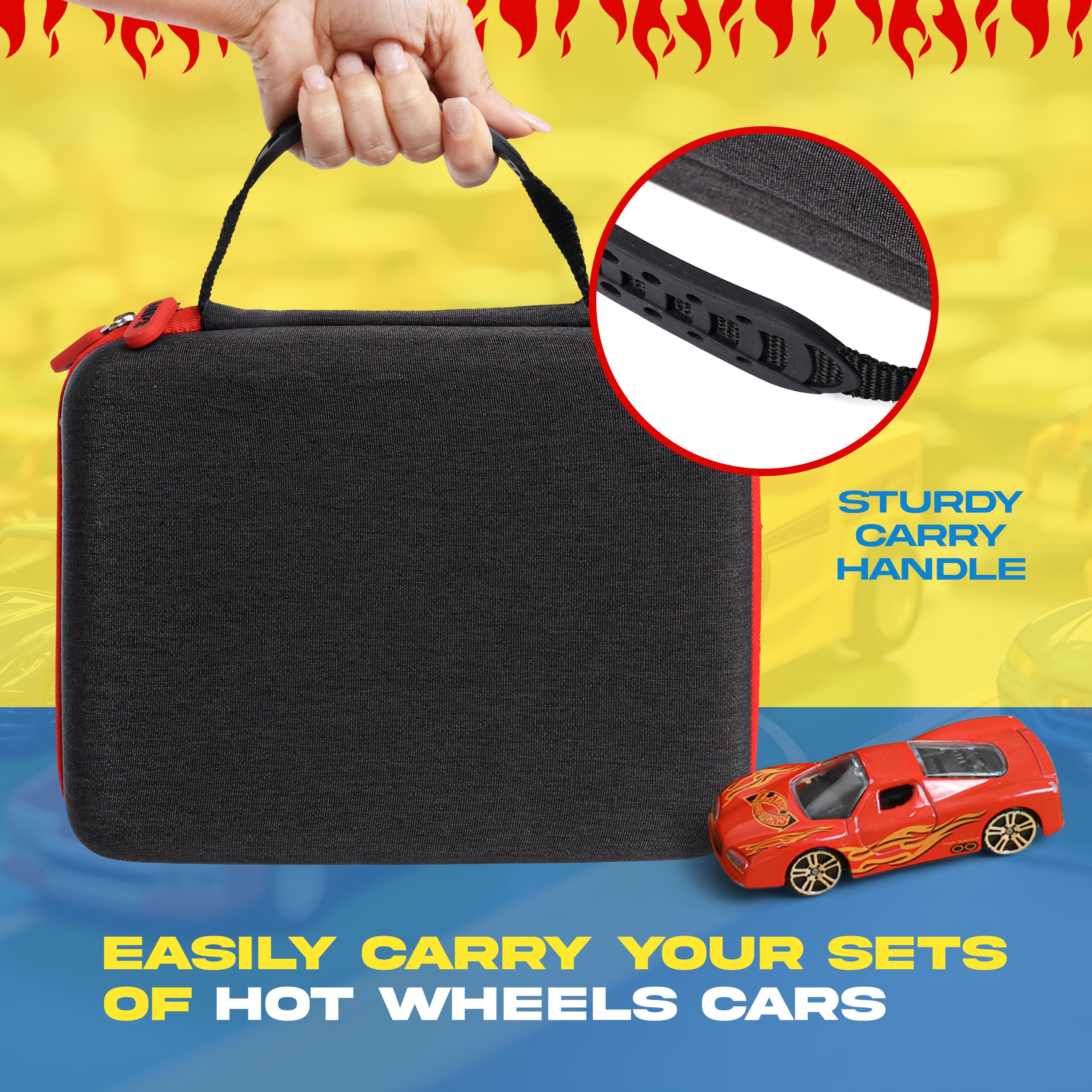 All7s Built Tough Hard Shell Storage Case for 20 Hot Wheels and Matchbox Toy Cars, a Perfect Carrying Case for Young Collectors