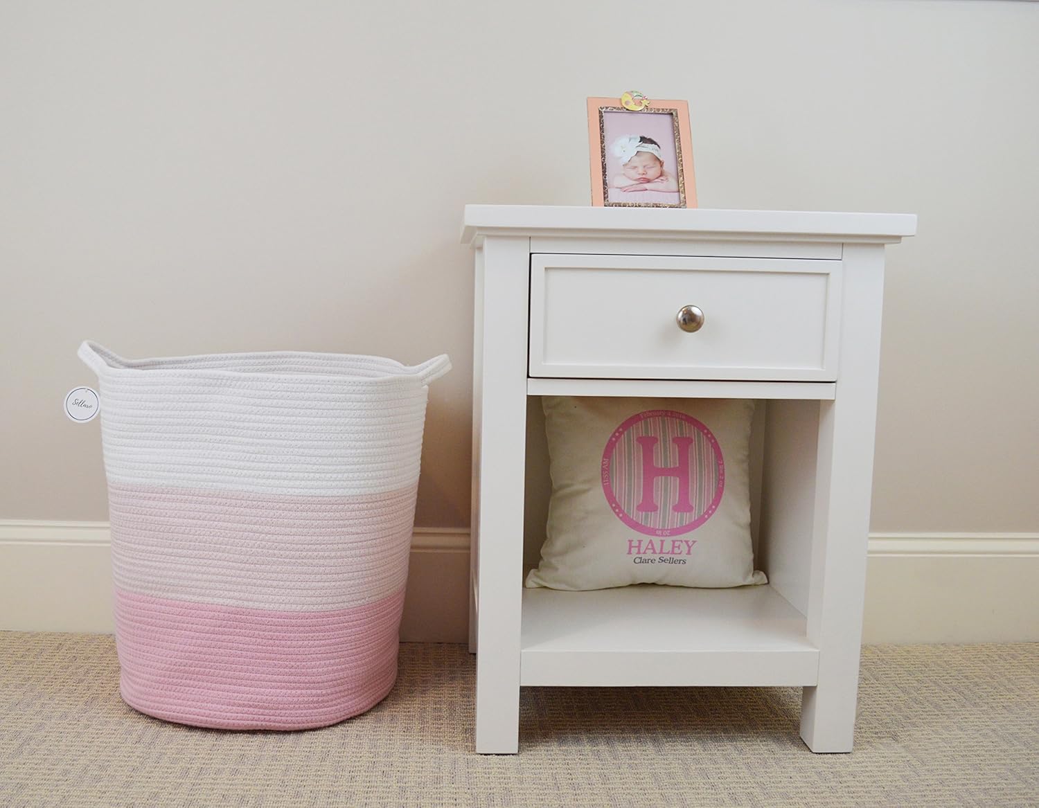 pink hamper for nursery