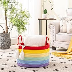 KAKAMAY Large Blanket Basket (20"x13"),Woven