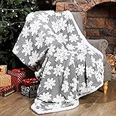 WovWeave Snowflakes Sherpa Throw Blanket - 50x60 Inches Winter Christmas Warm Fuzzy Fluffy Cozy Soft Thick Plush Fleece for Bed Couch Sofa