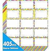 405 PCS Adorable Name Tag Stickers, 5 Color Designs for Themed Party School Office Home (3"x2")