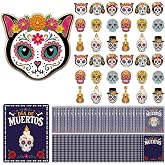 45 Sets Day of the Dead Sugar Skull Pins Skeleton Brooch Bulk Gifts | Dia De Los Muertos Decorations, Mexican Lapel Accessories, Halloween Charms Party Favor