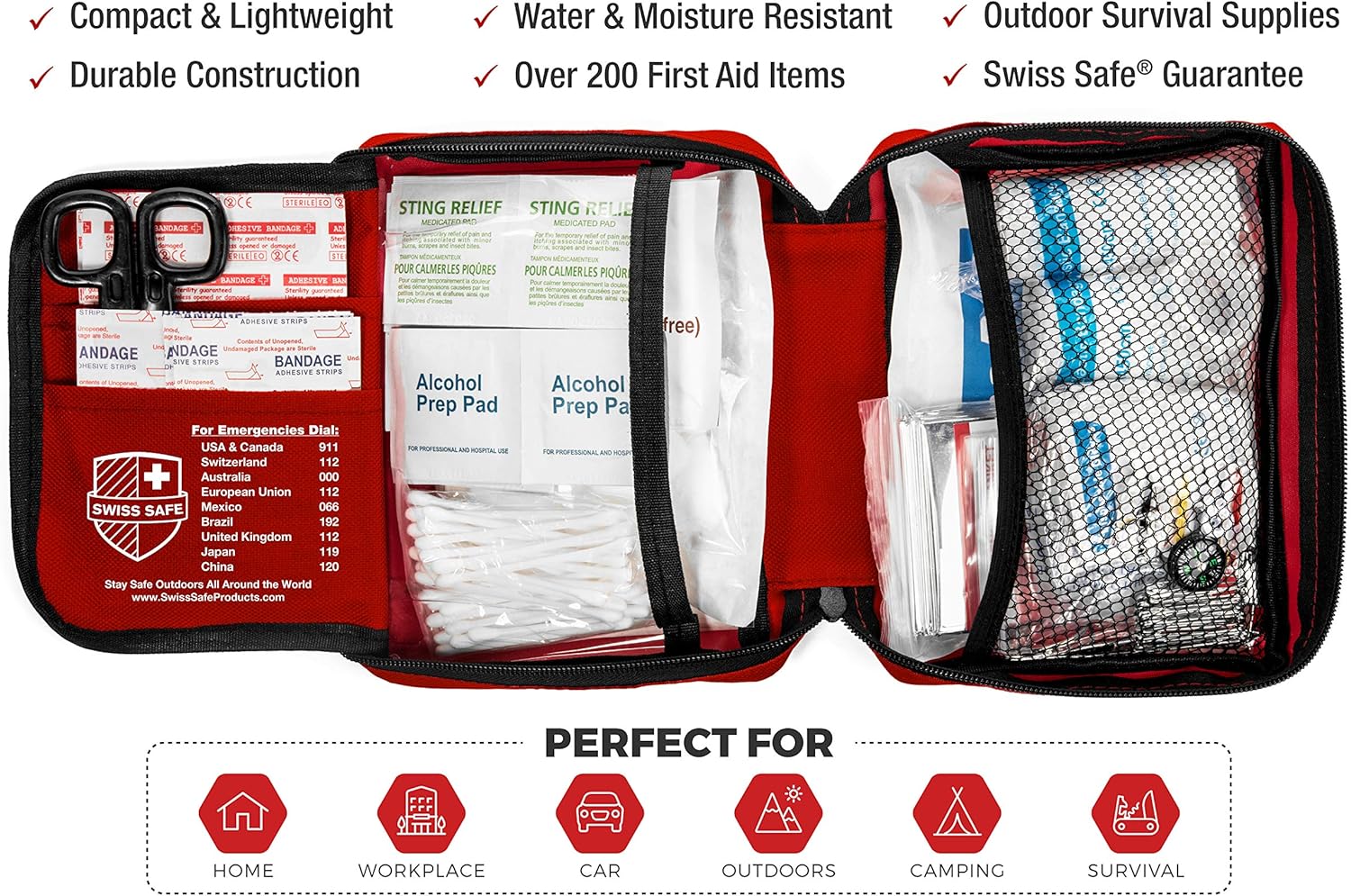 200-Piece Professional First Aid Kit for Home, Car or Work : Plus Emergency Medical Supplies for Camping, Hunting, Outdoor Hiking Survival: Home Improvement