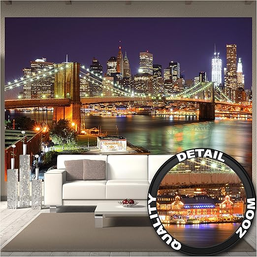 Amazon Com Large Photo Wallpaper Brooklyn Bridge At Night