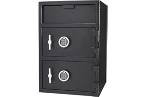 BARSKA Barsaka Steel Double Door Depository Safe Front Loading Drop Slot Parcel Mail Safe with Locker Dual Electronic Lock