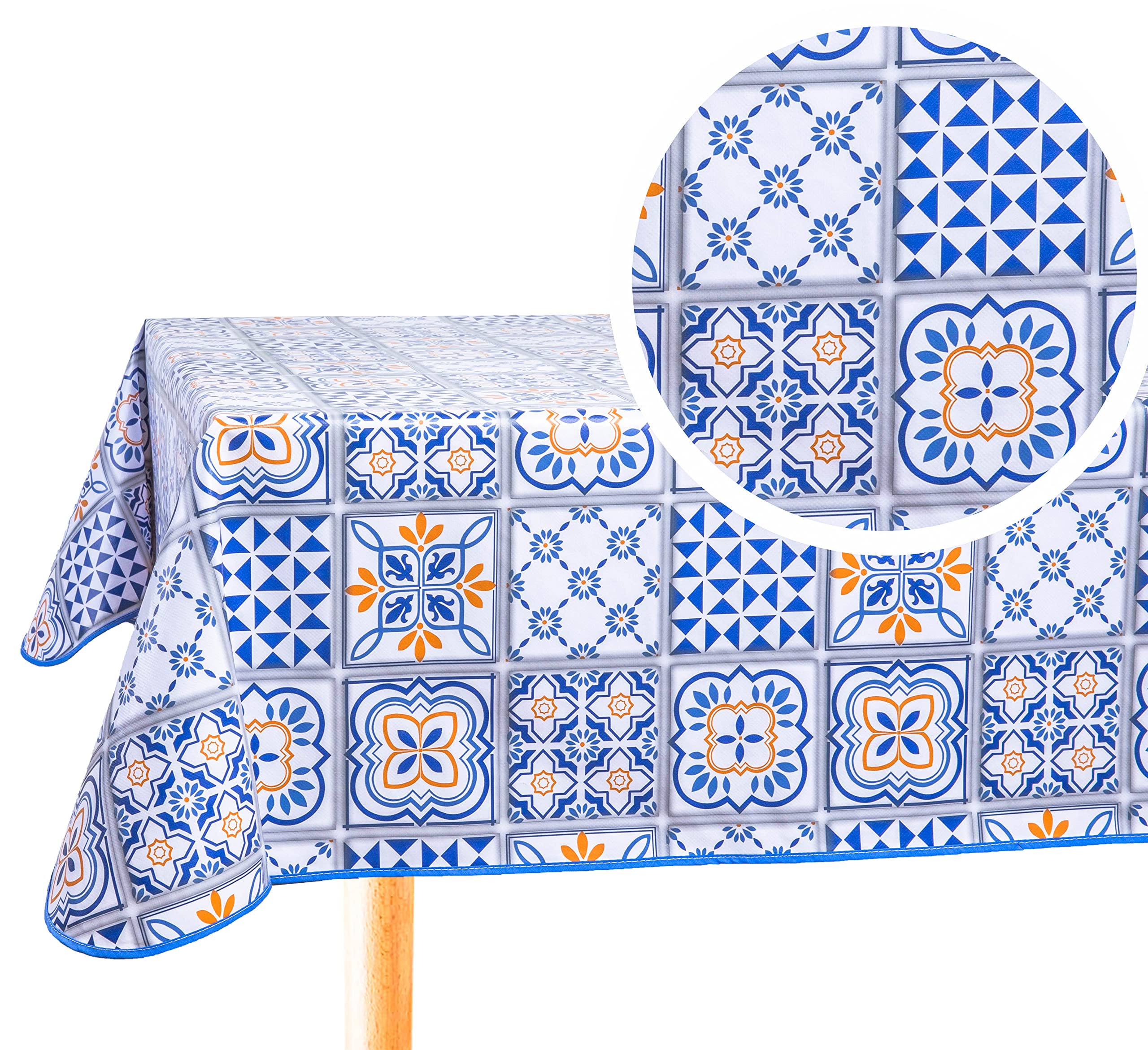 Home Direct Rectangular Oilcloth PVC Wipe Clean Tablecloth Table Cover 140cm x 240cm 55x94 Blue