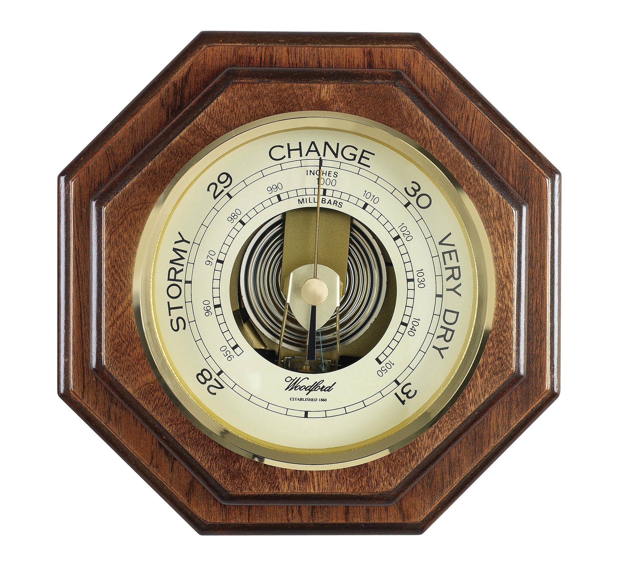 British Made Barometer in Polished Mahogany Wood Vaneer -
