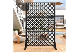 erosoei Metal Privacy Screen Outdoor, 72" H Freestanding Privacy Fence with Sturdy Stands, Decorative Privacy Panels Shield for Courtyard, Balcony, Garden and Other Indoor Places (Cross-Shaped)
