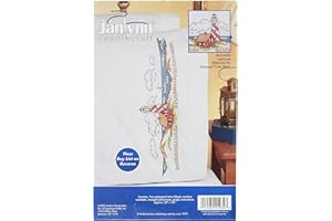 Janlynn 265786 Stamped Cross Stitch Pillowcase Pair 20"X30", Lighthouse