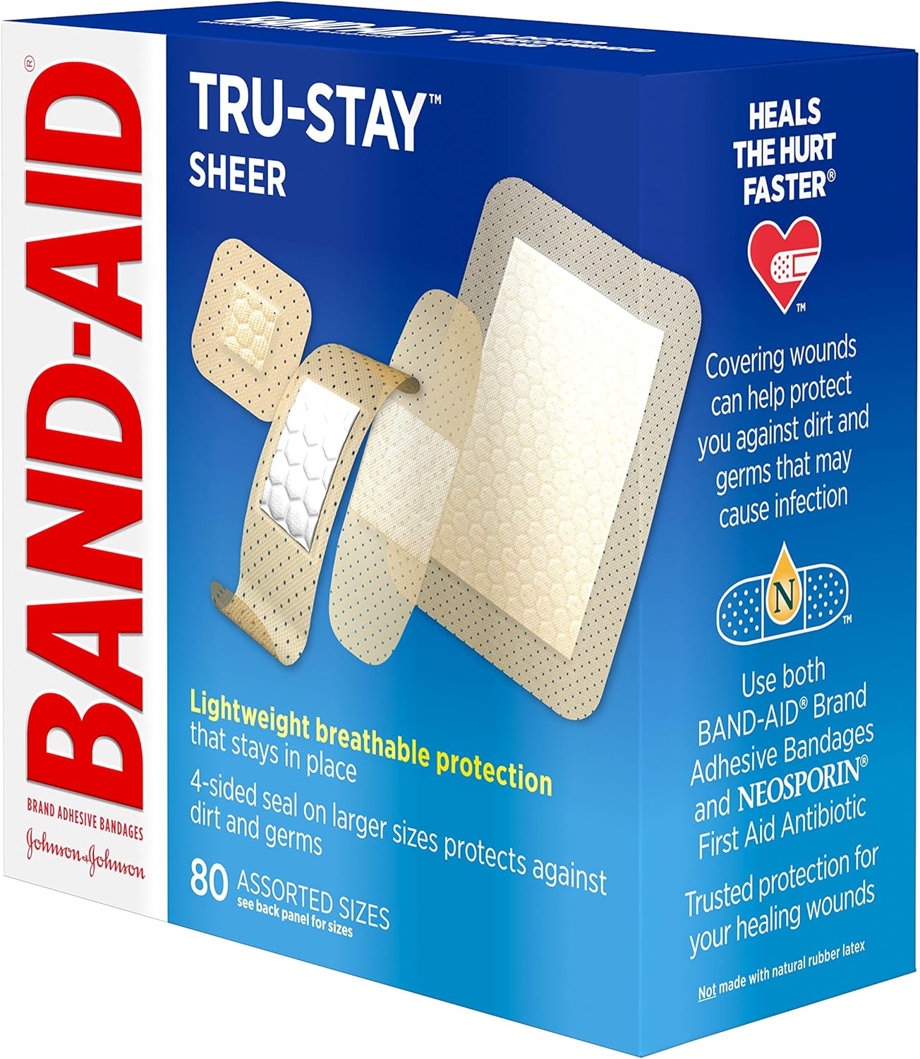 Band-Aid Brand Tru-Stay Sheer Strips Adhesive Bandages for First Aid and Wound Care, All One Size, 80 ct: Health & Personal Care