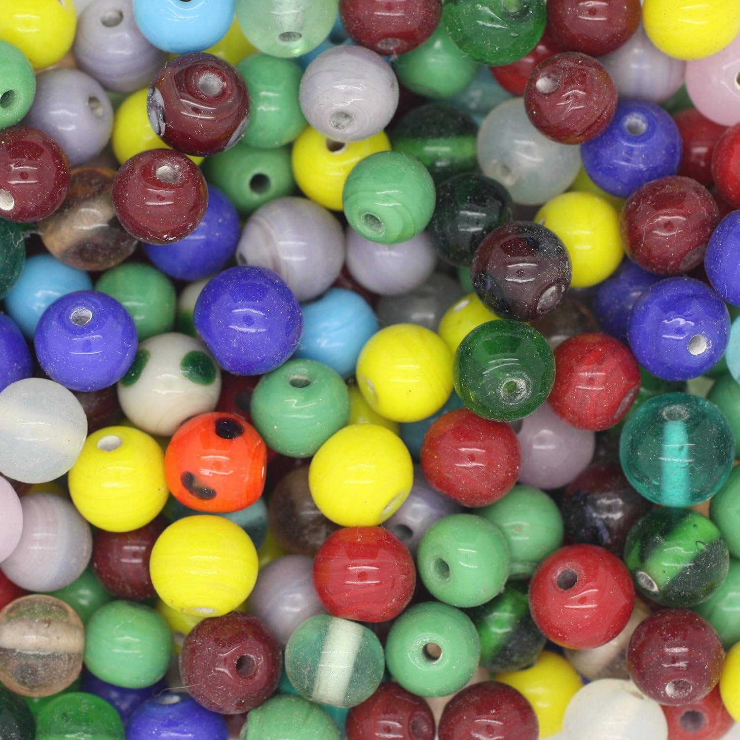 Round Glass Bead Mix Assorted Colors 8mm Bulk Pack Pack of