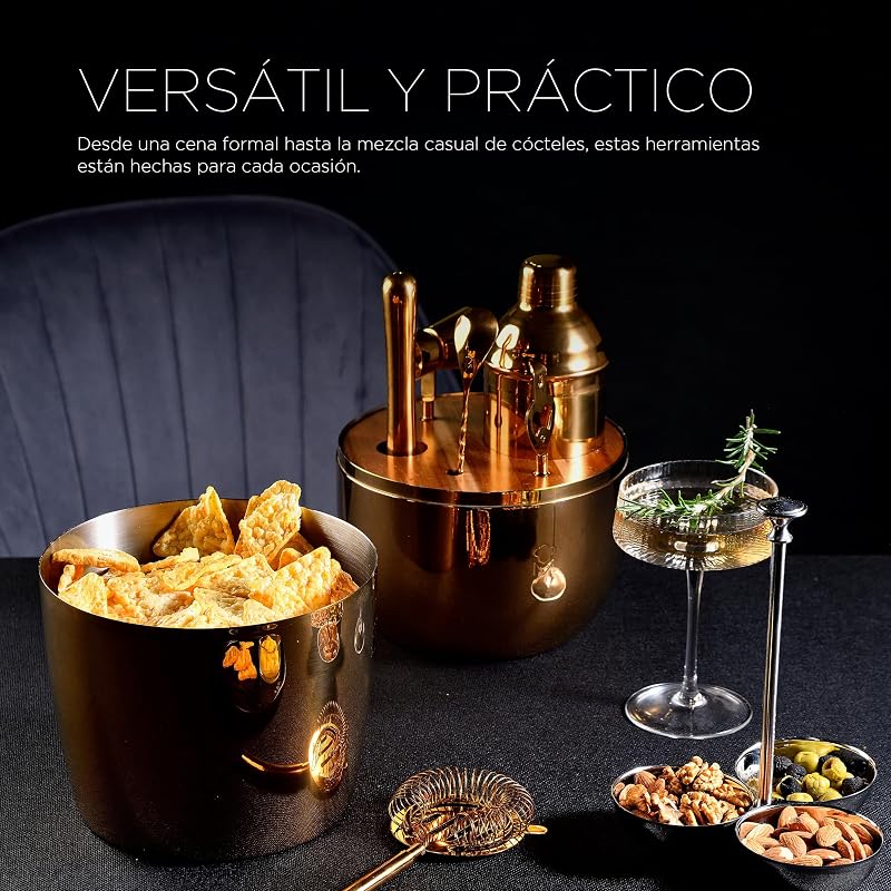 The Drop - Juego de coctelería de 6 Piezas de diseño en Acero Inoxidable - Elegante, Duradero y Multifuncional - Idea de Regalo Ideal (Navidad, Pascua, Boda) - Caja de Regalo incluida