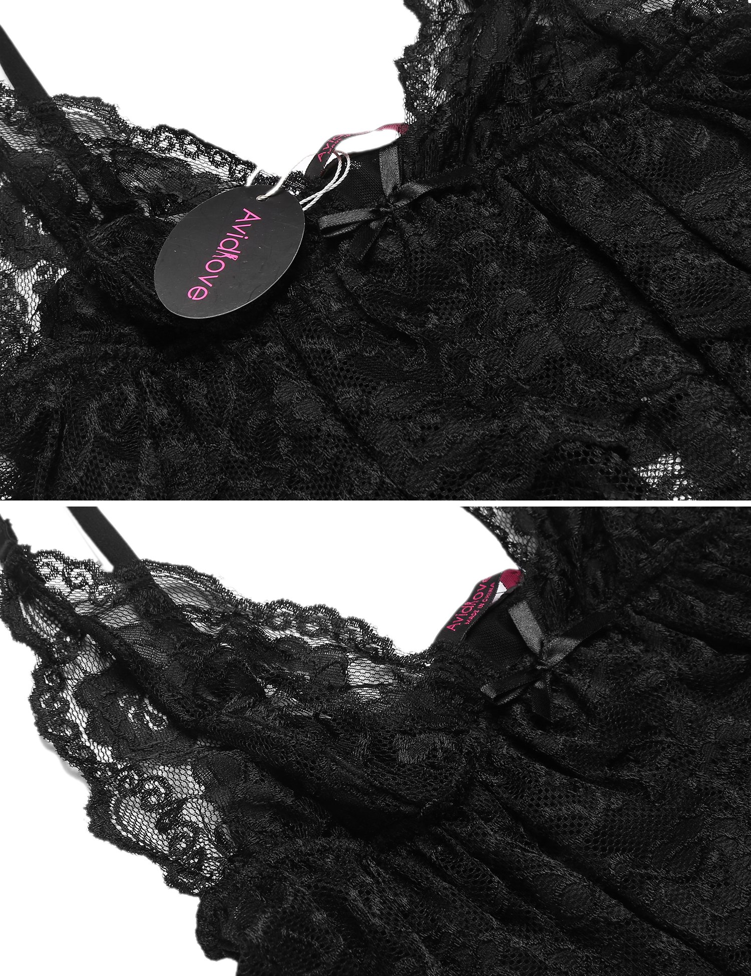 Avidlove Womens Pajama Set 2 Piece Lace Cami Shorts Sexy Nightwear(Black,S)
