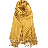 Plum Feathers Premium Solid Color and Metallic Fashion Scarf, Womens Pashmina Shawl Wrap with Fringes
