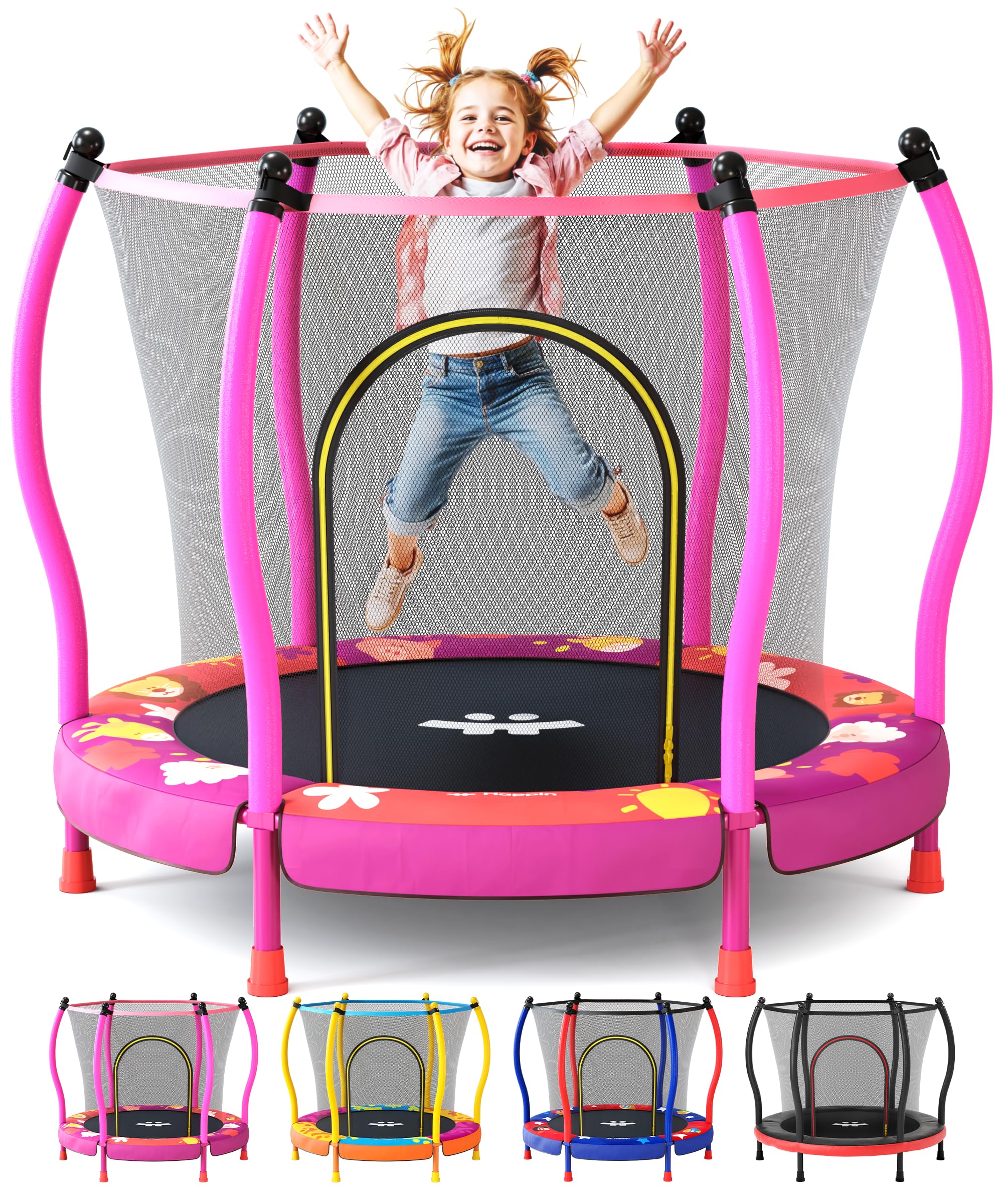 Photo 1 of Happin® 55” Toddler Trampoline Indoor & Outdoor Playset, 5FT Kids, Ultra Safe Mini Trampoline for Kids with Safety Enclosure Net, Gifts for Birthday, Interactive Play