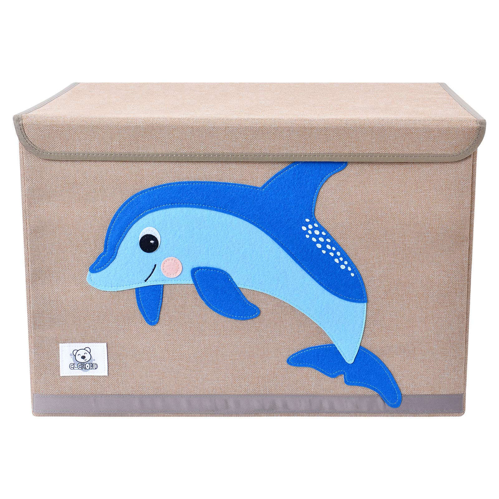 CLCROBD Foldable Kids Large Toy Chest with Flip-Top Lid, Collapsible Fabric Animal Toy Storage Organizer/Bin/Box/Basket/Trunk for Toddler, Children and Baby Nursery (Dolphine)