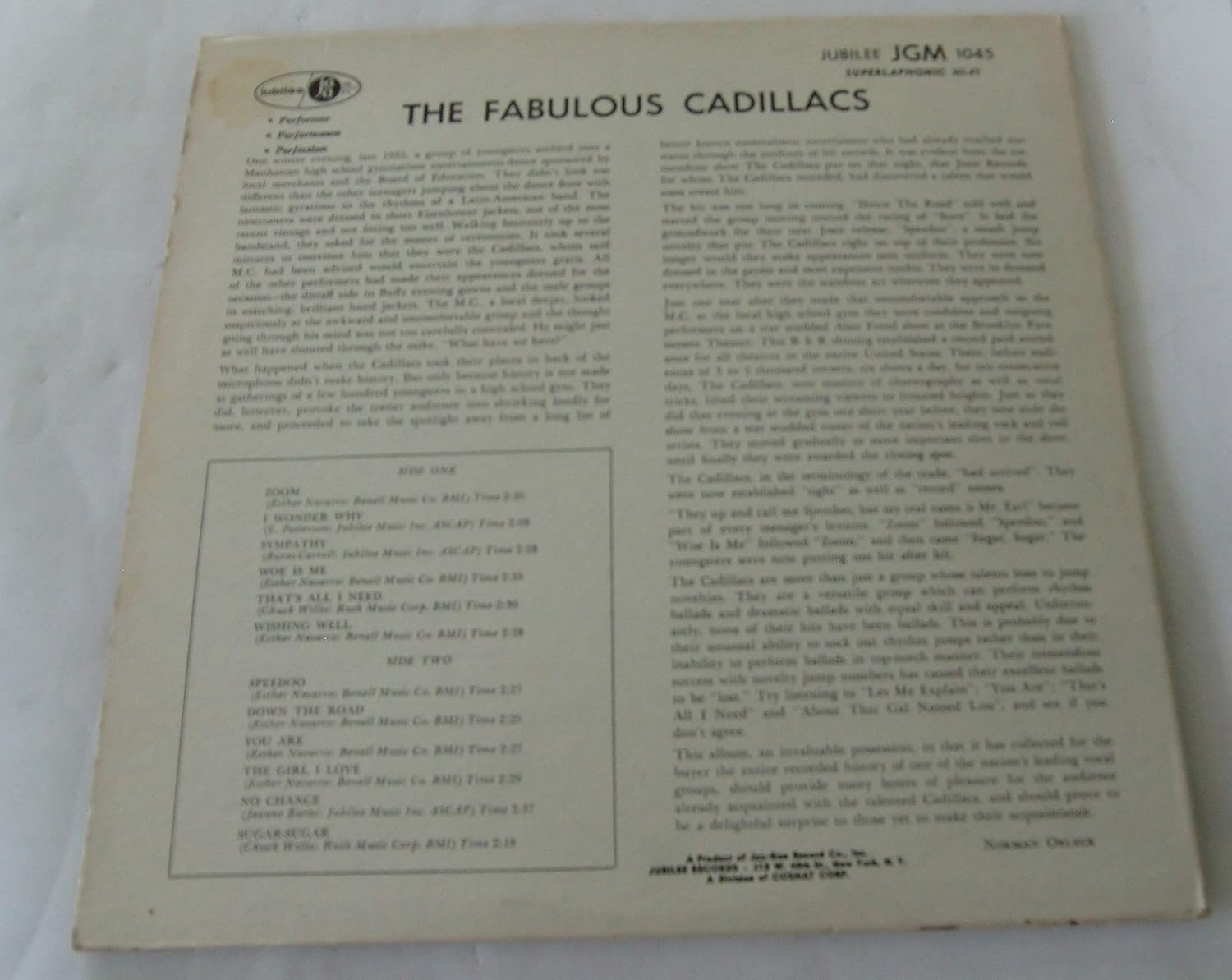 The Fabulous Cadillacs The Fabulous Cadillacs Vinyl Record Lp Jubilee Label Hi Fi Amazon Com Music