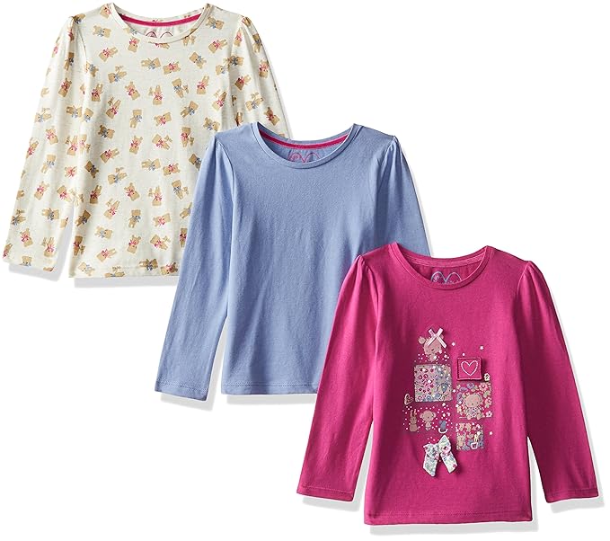 Baby Girls Floral Regular Fit T-Shirt (Pack of 3)