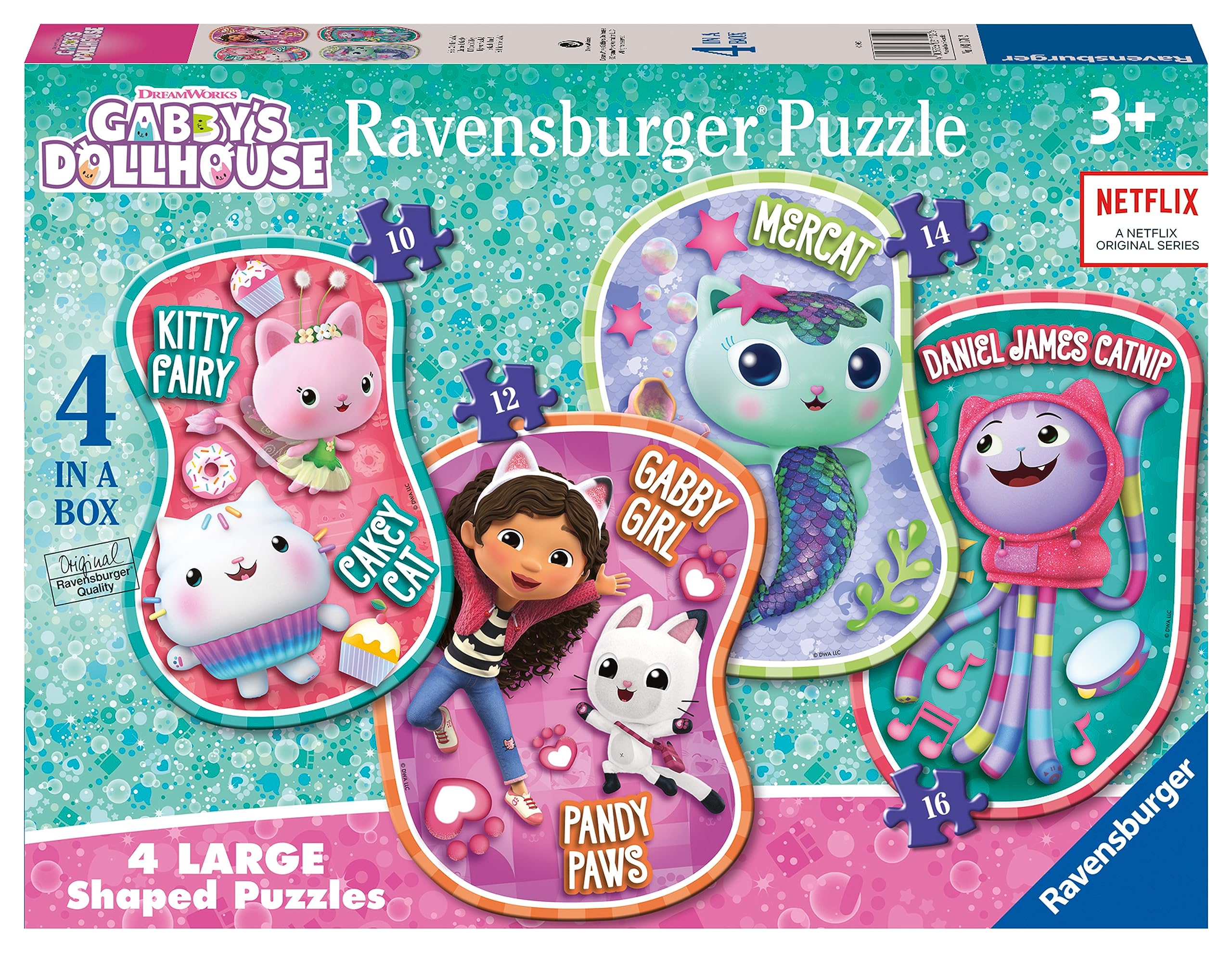 Ravensburger Gabby's Dollhouse 4 Large Shaped Jigsaw Puzzles for Kids Age 3 Years Up (10, 12, 14, 16 Pieces)