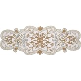 Homebia Designs Hand Beaded Silver Gold Ivory Runner 13x36 Holiday D&eacute;cor | Hand Beaded Farmhouse Glitz Table Runner 13x36 Silver Gold Ivory Accent for Tabletop, Wedding &amp; Thanksgiving Decor