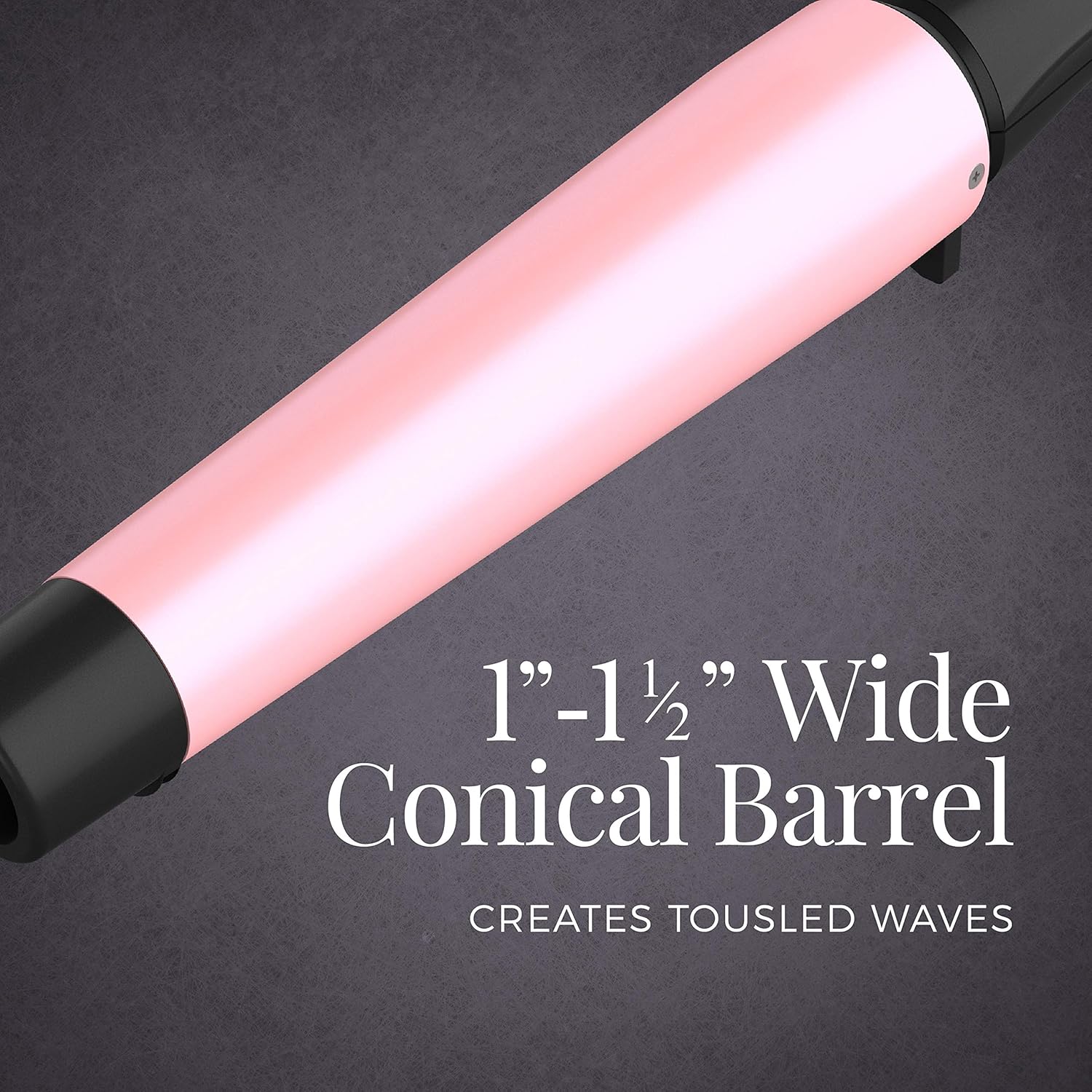 Remington CI9538 Pro 1"-1.5" Pearl Ceramic Conical Curling Wand, Digital Controls + 10 Heat Settings, Black/Pink: Beauty