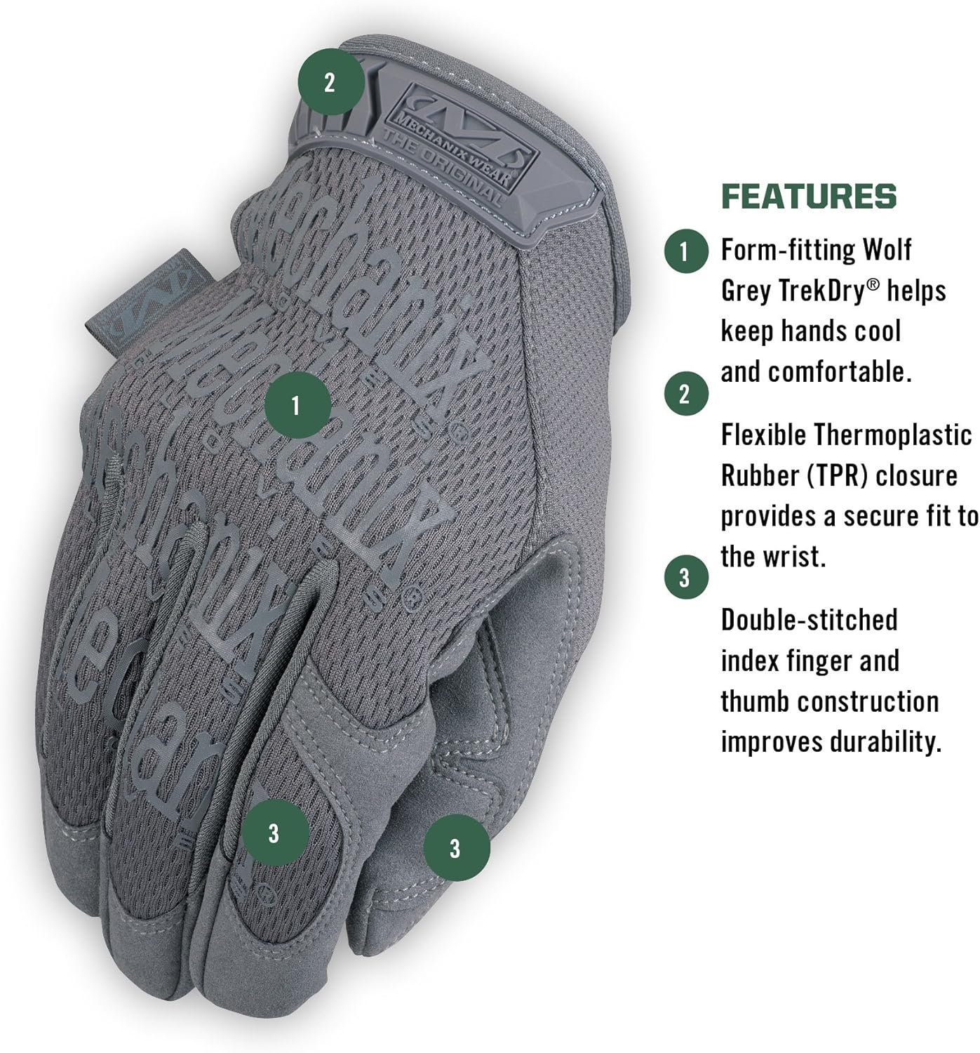 Mechanix Wear - Original Wolf Grey Tactical Gloves (Medium, Grey): Sports & Outdoors