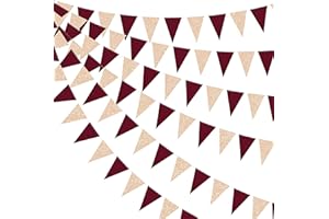 PINKBLUME Burgundy Party Decorations Maroon Champagne Gold Triangle Banner Flag Bunting Pennant for Birthday Engagement Wedding Bridal Shower Baby Shower Anniversary Bachelorette Hen Party Decorations Supplies