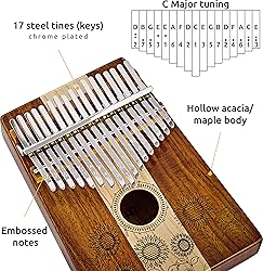 Kalimba Thumb Piano, 17 Keys — Includes Tuning