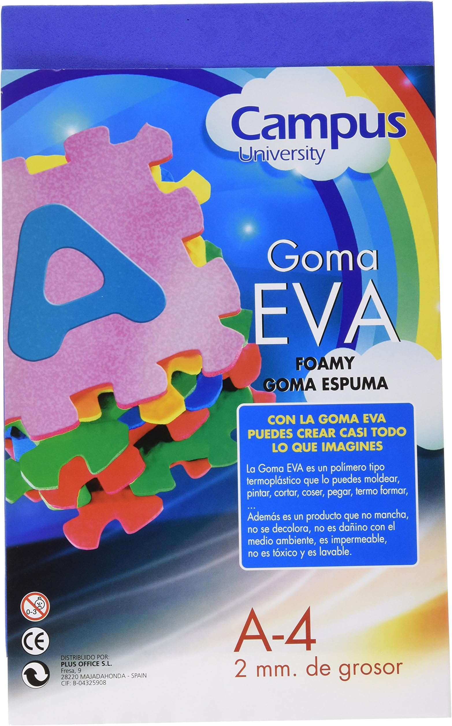 CAMPUS University EVA A4 Foam Rubber, 2 mm Thick A4 Pack of 10 – Blue