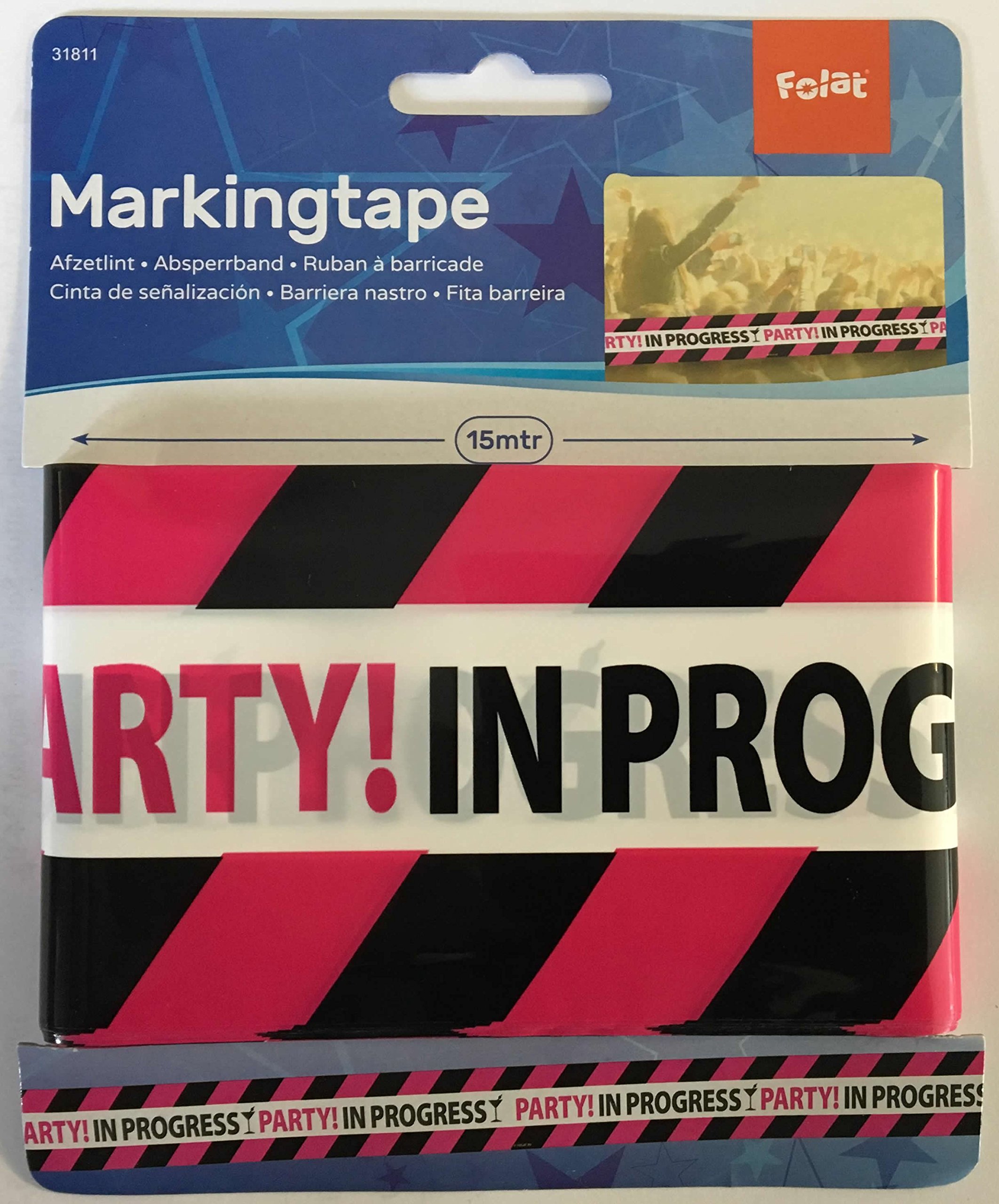 Folat 15 m barrier tape black/pink party in progress for Jungges Ellinn