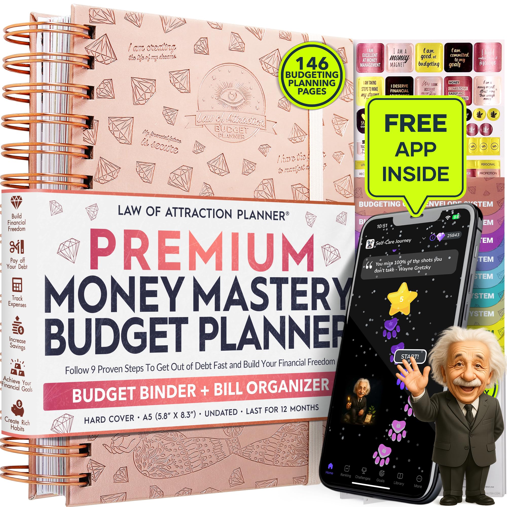 Budget Planner and Monthly Bill Organizer + Cash Envelope Buget Sytem | Finance Planner, Bill Payment Tracker & Money Saving with Panduo App | Money Mindset Journal for Attracting Financial Abundance