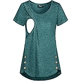 Quinee Women's Casual Button Side Nursing Tops Maternity Breastfeeding Tunic