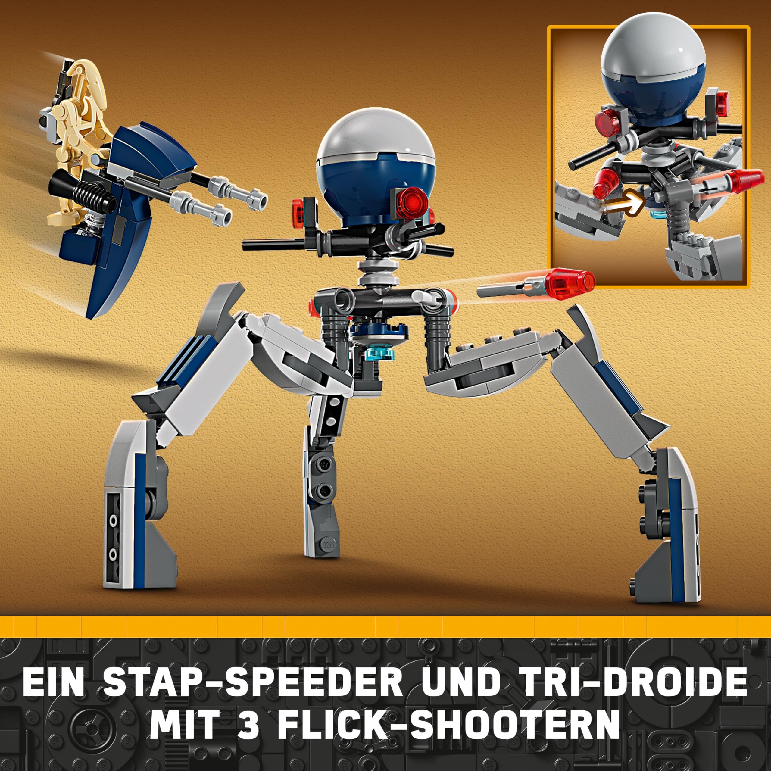 LEGO Star Wars 75372 Clone Trooper & Battle Droid Battle Pack, inkl. 4 Minifiguren, 5 Droiden und Speeder Bike mit Shooter - Bauspielzeug für Jungen und Mädchen ab 7 Jahren 5