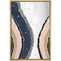 SIGNWIN Framed Canvas Print Wall Art Golden, Pink, Blue and Black Layers Abstract Patterns Watercolor Modern Art Decorative Elements Relax/Calm Cool for Living Room, Bedroom, Office - 16