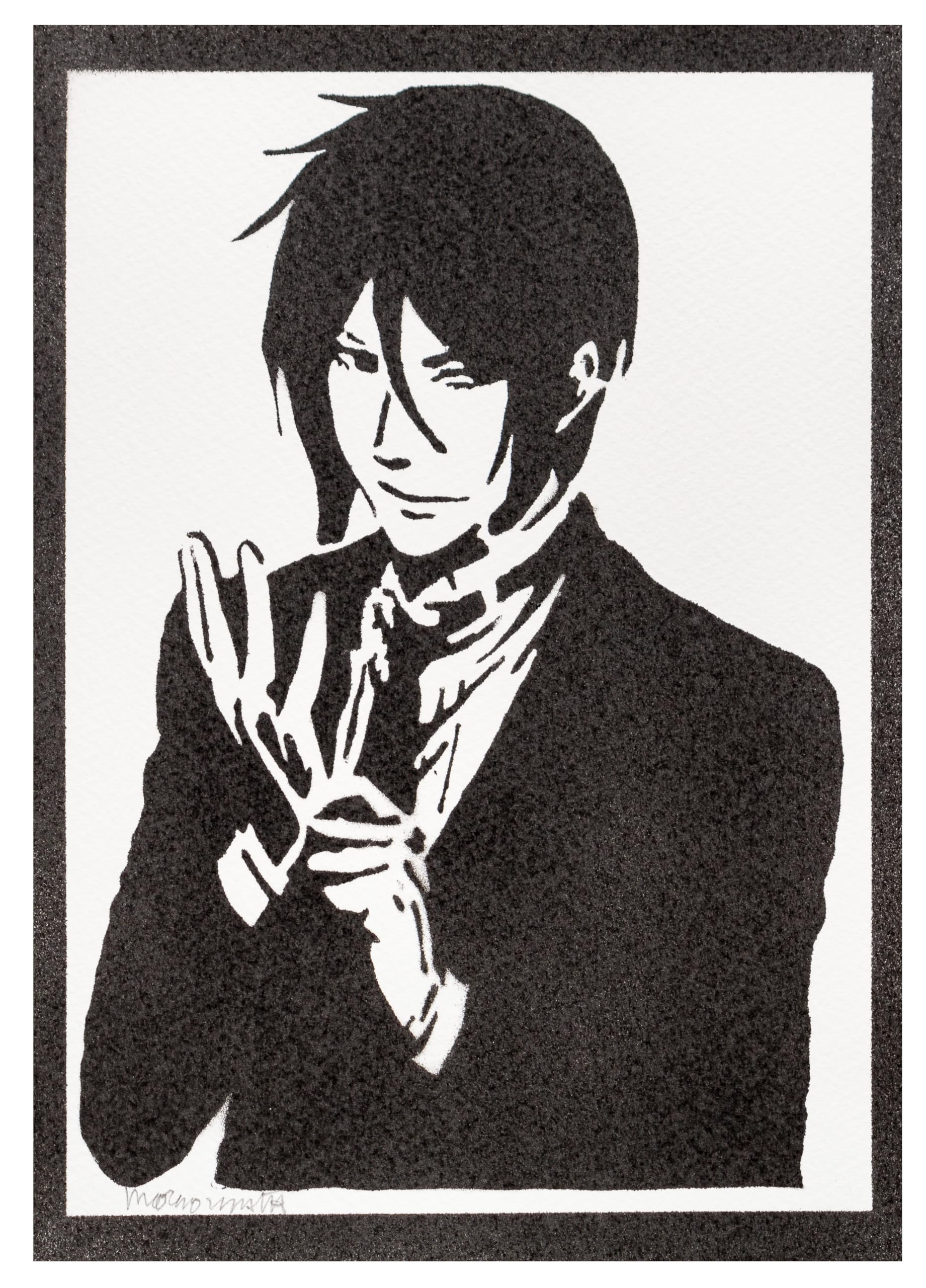 moreno-mata Real Handmade Graffiti Black But... Manga and Anime Poster Sebastian Michaelis Kuroshit... Room Decor Home Wall Art Decoration Bedroom Gifts for Men and Women