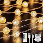 BEEWIN Globe String Lights,10FT 30 LED Decorative Christmas Lights,8 Modes Crystal Crackle Ball Lights,USB Twinkle Fairy Lights for Bedroom,Indoor,Outdoor,Classroom,Wedding,Party,Garden,Warm White
